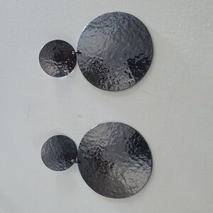 Gunmetal circle drop earrings